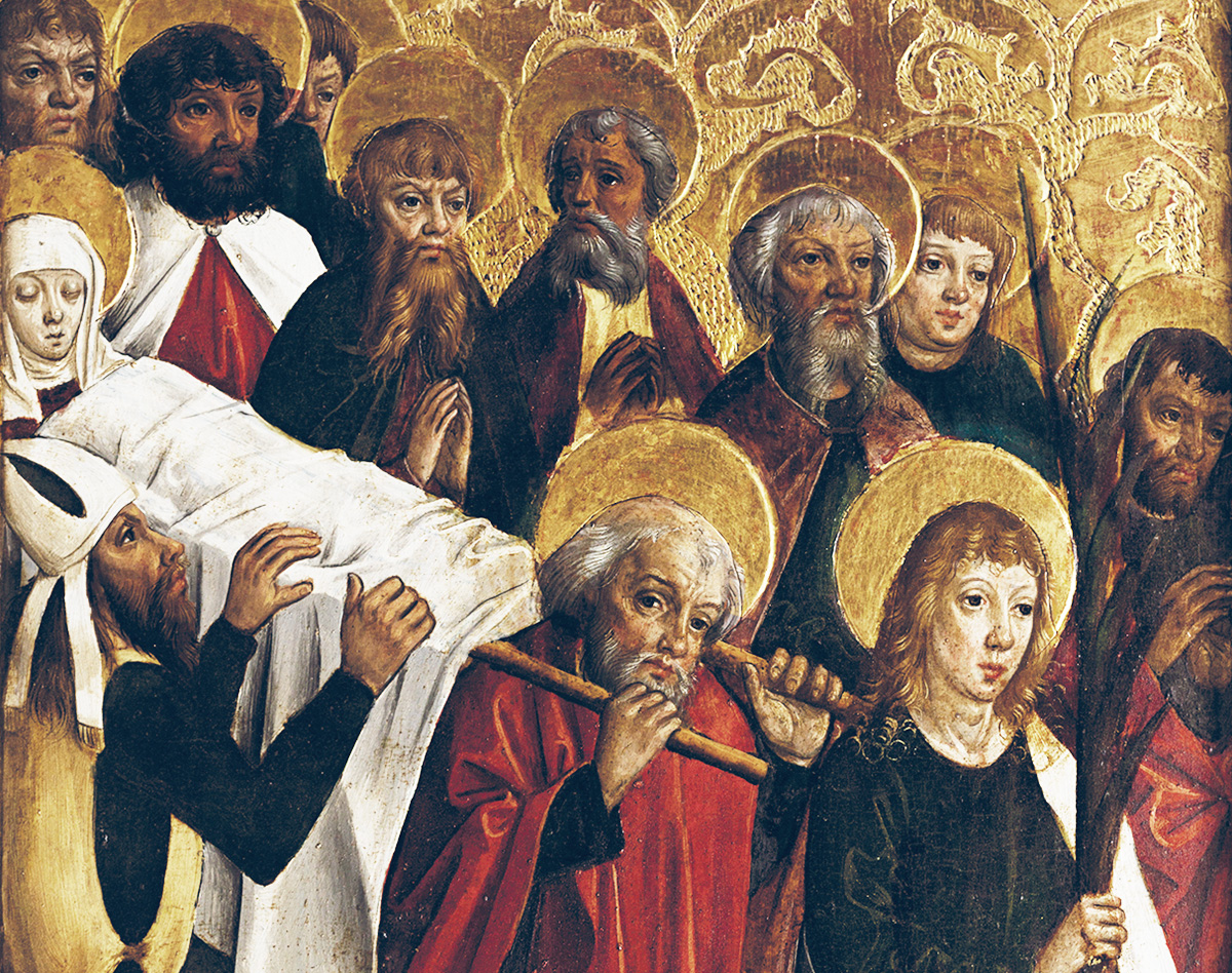 Detail scény Nesenie tela Panny Márie z Oltára Panny Márie, sv. Mikuláša a sv. Erazma v Bardejove