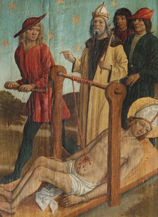 Detail martýria Sv. Erazma - scéna Navíjanie čreva na rumpál