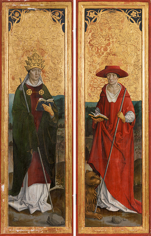 Sv. Gregor (vľavo) a Sv. Hieronym (vpravo) na vnútorných krídlach Oltára Sv. Martina a Sv. Mikuláša v Smrečanoch
