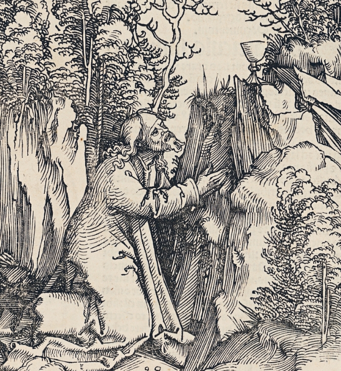 Hans Schäufelein st. – Kristus sa modlí na Olivovej hore (detail)