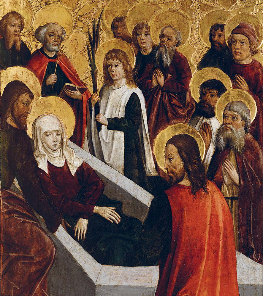 Detail scény Pohreb Panny Márie z Oltára Panny Márie, sv. Mikuláša a sv. Erazma v Bardejove